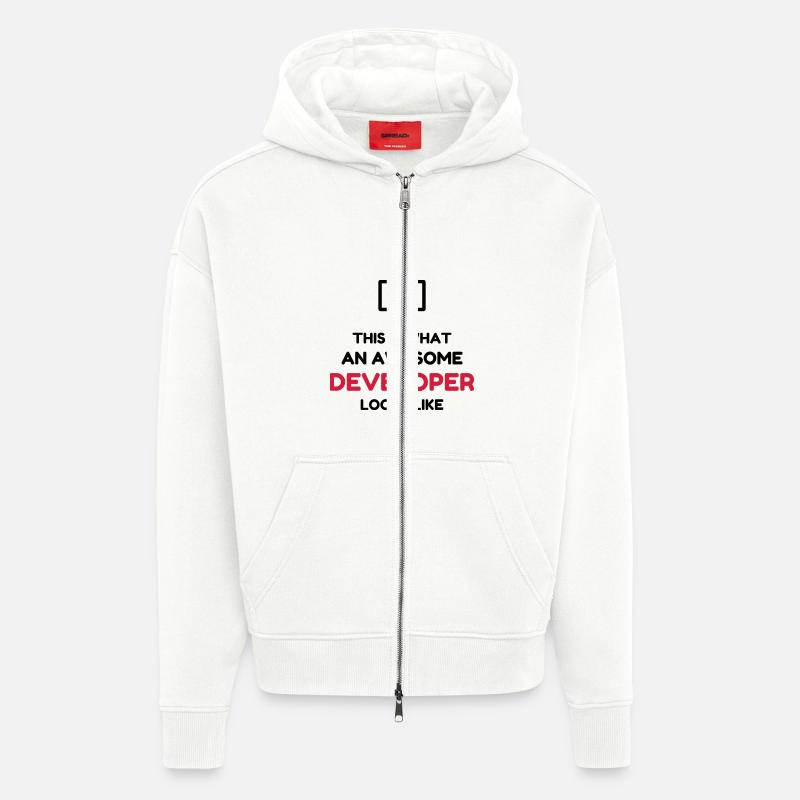 développeur / informatique / informaticien / - Veste à capuche bio épaisse oversize fabriqué en UE - OFF WHITE
