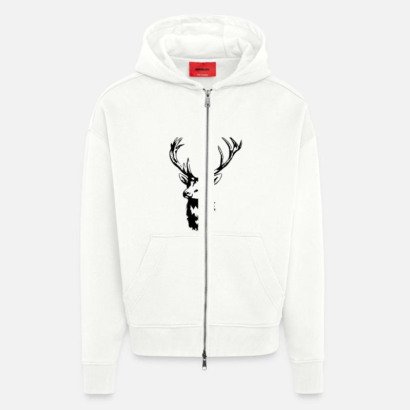 HIRSCH - HIRSCHKOPF - HIRSCHGEWEIH - Zip Hoodie - made by SPREAD - OFF WHITE