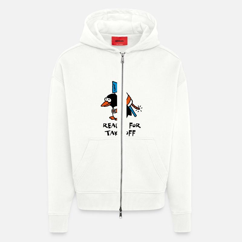 rocket_pinguin_white_c_3c - Veste à capuche bio épaisse oversize fabriqué en UE - OFF WHITE