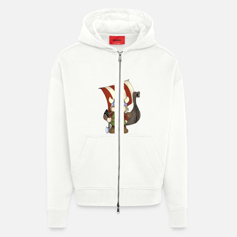 Wikinger Erik mit Schiff - Zip Hoodie - made by SPREAD - OFF WHITE