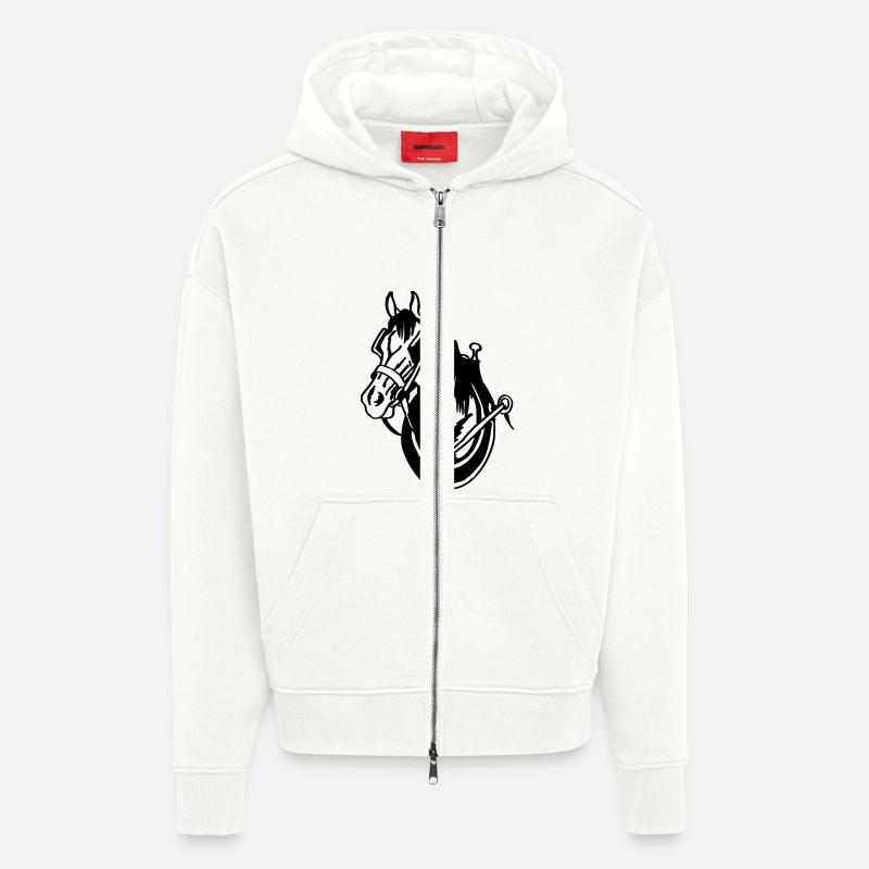 Cheval de trait - Veste à capuche bio épaisse oversize fabriqué en UE - OFF WHITE