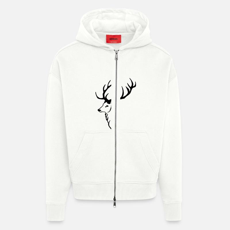 Hirschkopf - Zip Hoodie - made by SPREAD - OFF WHITE