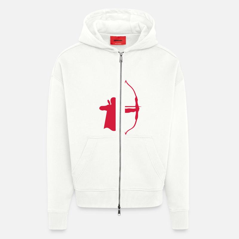tir arc logo archery bogenschieben6 - Veste à capuche bio épaisse oversize fabriqué en UE - OFF WHITE