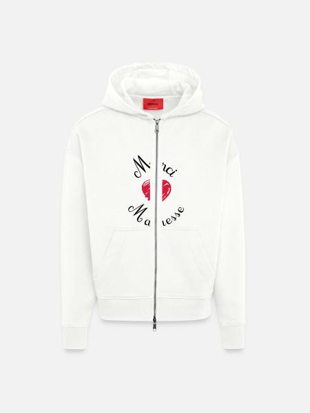 merci maîtresse cadeau fin année - Veste à capuche bio épaisse oversize fabriqué en UE - OFF WHITE