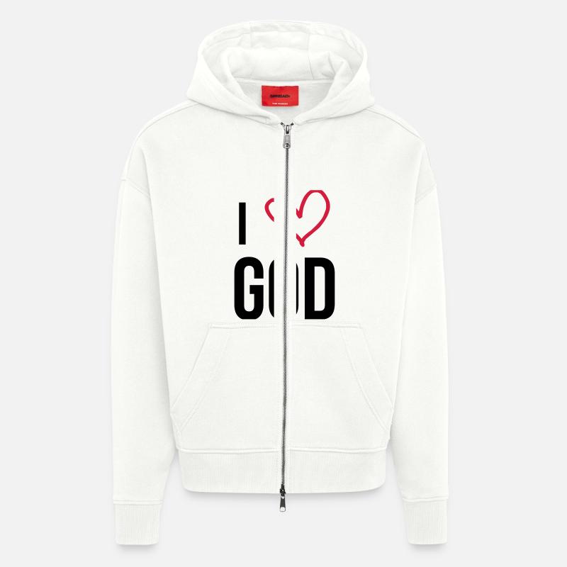 chrétien / chrétienne / catholique / religion - Veste à capuche bio épaisse oversize fabriqué en UE - OFF WHITE