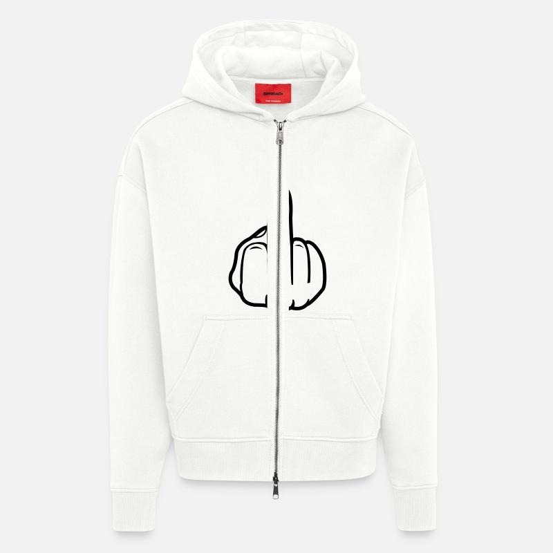 mittelfinger_black - Zip Hoodie - made by SPREAD - OFF WHITE