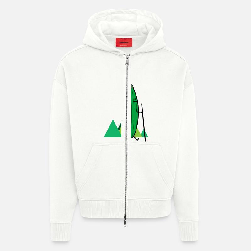 Concombre errant (b) - Veste à capuche bio épaisse oversize fabriqué en UE - OFF WHITE