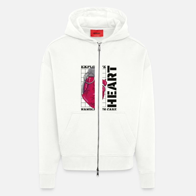 Exploding Heart - Zip Hoodie - made by SPREAD - OFF WHITE