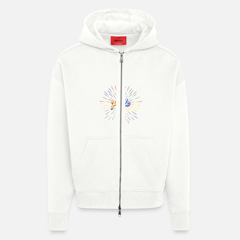🏳️ 🌈 T-shirt PRIDE – Édition Explosion Arc-en-ciel - Veste à capuche bio épaisse oversize fabriqué en UE - OFF WHITE