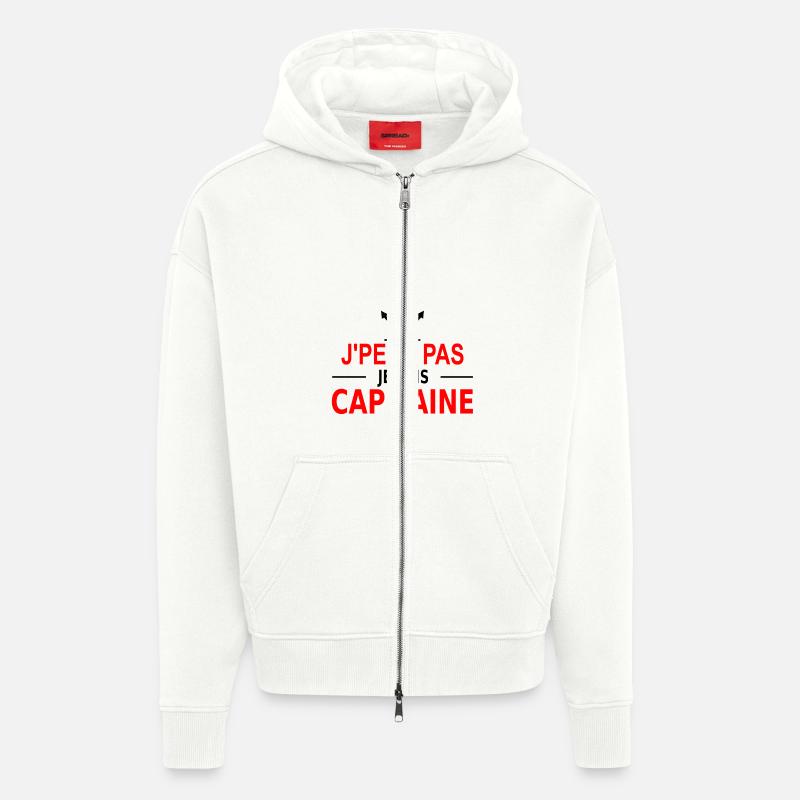 j'peux pas je suis capitaine - Veste à capuche bio épaisse oversize fabriqué en UE - OFF WHITE