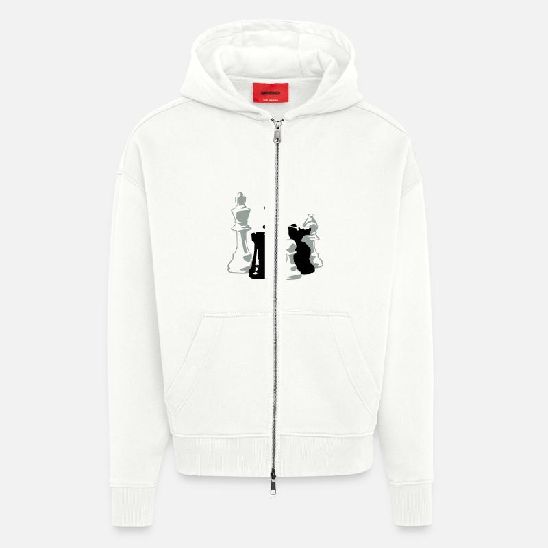 échecs - Veste à capuche bio épaisse oversize fabriqué en UE - OFF WHITE