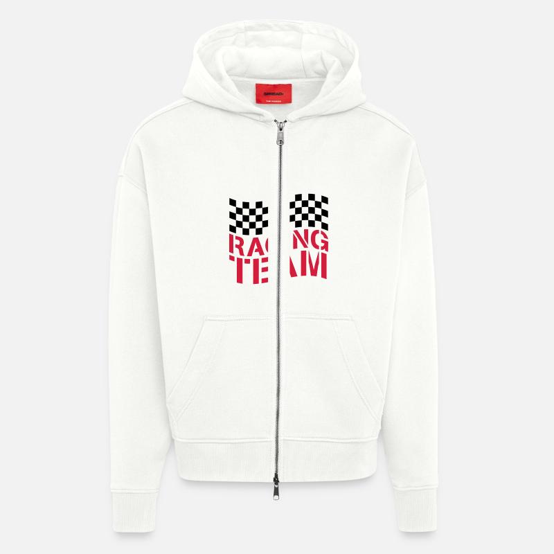 Conception de drapeau Racing Team - Veste à capuche bio épaisse oversize fabriqué en UE - OFF WHITE