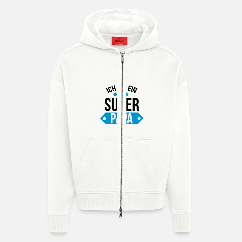 Ich bin ein Super Papa ! - Veste à capuche bio épaisse oversize fabriqué en UE - OFF WHITE