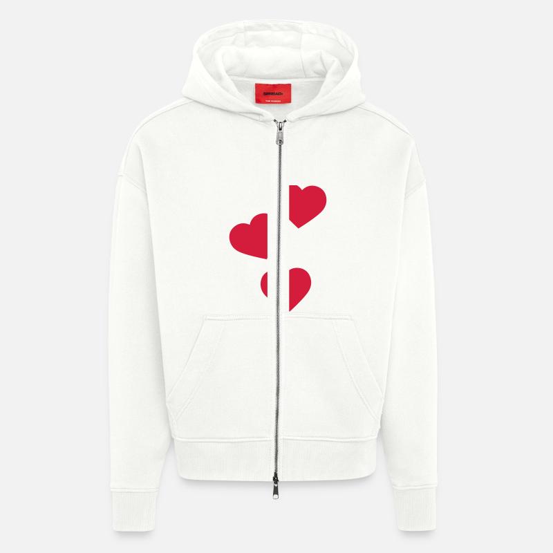 coeurs - Veste à capuche bio épaisse oversize fabriqué en UE - OFF WHITE