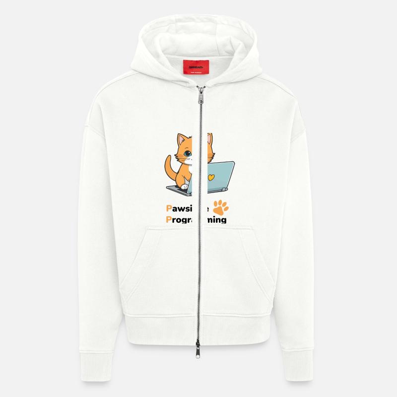 Programmation Pawsitive - Veste à capuche bio épaisse oversize fabriqué en UE - OFF WHITE