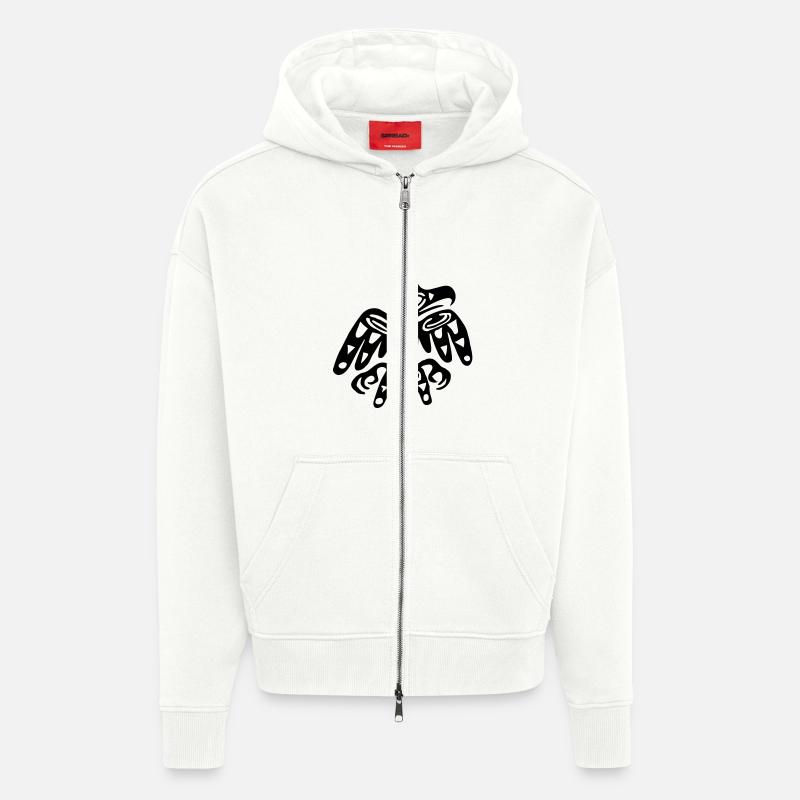 indian symbol eagle exit-shirt - Zip Hoodie - made by SPREAD - OFF WHITE