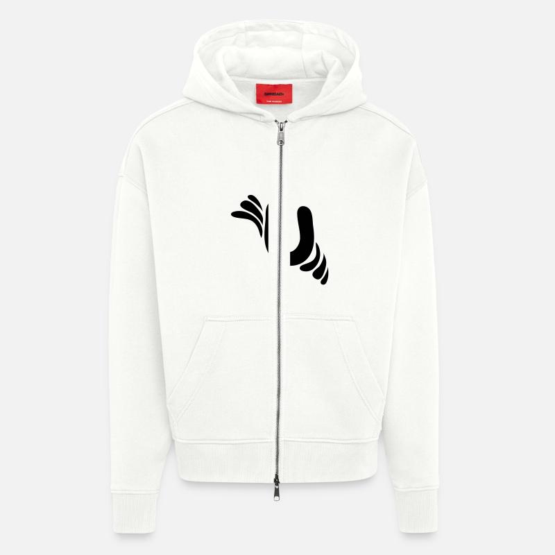 Lettre U et modèle - Veste à capuche bio épaisse oversize fabriqué en UE - OFF WHITE