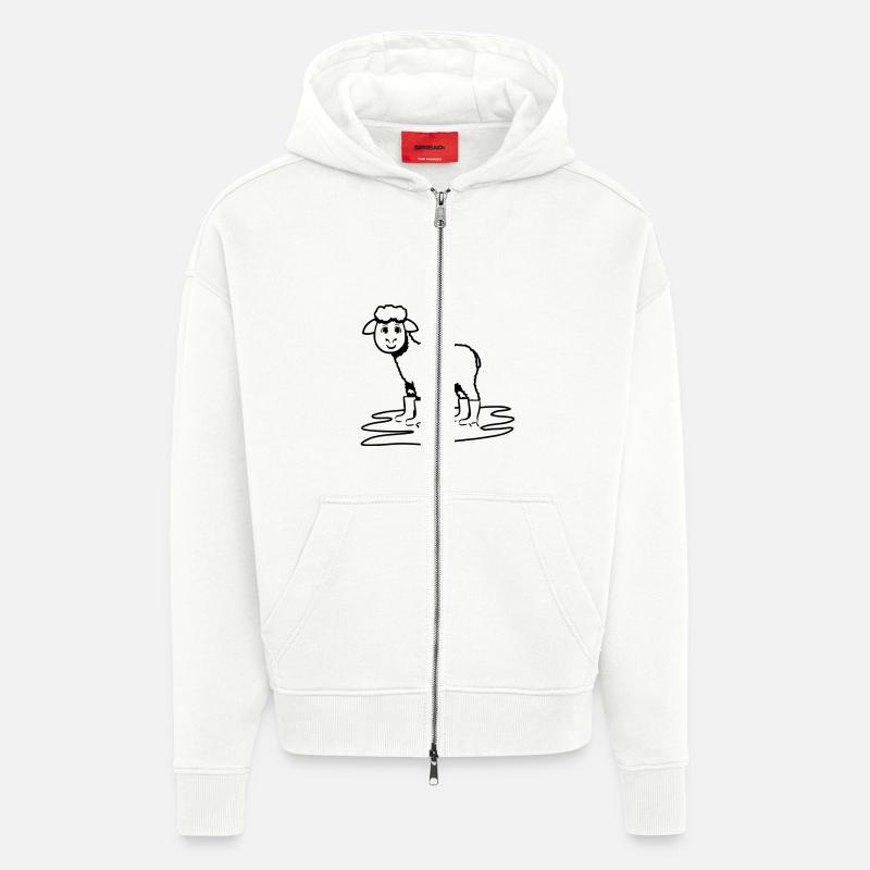 MOUTONS GUMBOOTS - Veste à capuche bio épaisse oversize fabriqué en UE - OFF WHITE