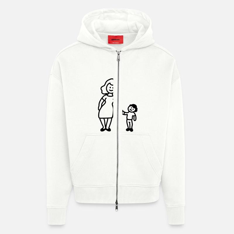 Mutter / Oma + Kind - Line - Zip Hoodie - made by SPREAD - OFF WHITE