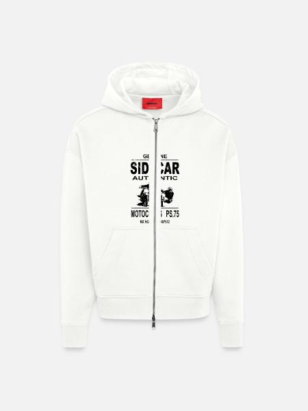 Sidecar Moto Cross - Zip Hoodie - made by SPREAD - OFF WHITE