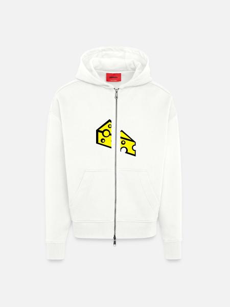 cheese_t2 - Veste à capuche bio épaisse oversize fabriqué en UE - OFF WHITE