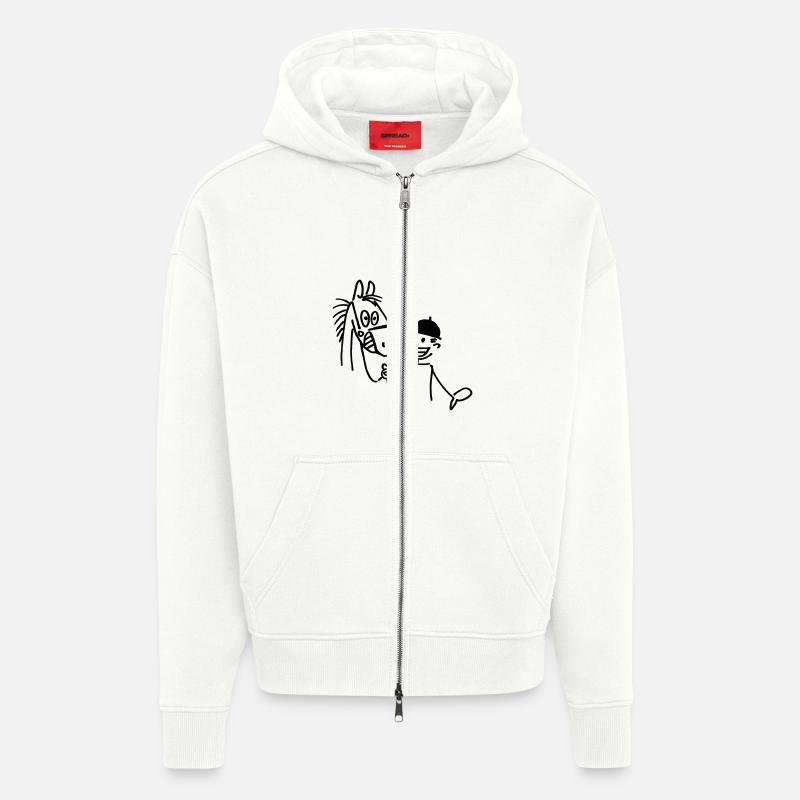Cheval et Cavalier - Veste à capuche bio épaisse oversize fabriqué en UE - OFF WHITE