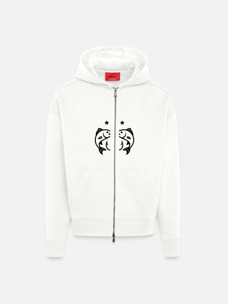 Fish hook fish - Zip Hoodie - made by SPREAD - OFF WHITE