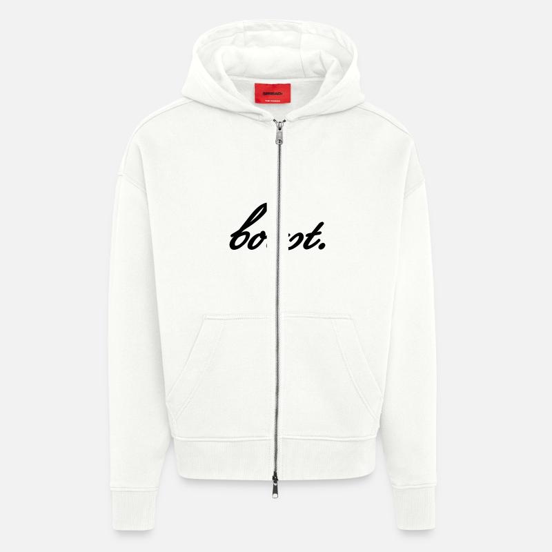 augmenter - Veste à capuche bio épaisse oversize fabriqué en UE - OFF WHITE