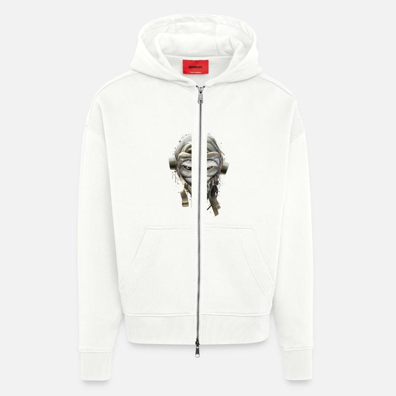 PILOTCAT (éclaboussures) - Veste à capuche bio épaisse oversize fabriqué en UE - OFF WHITE