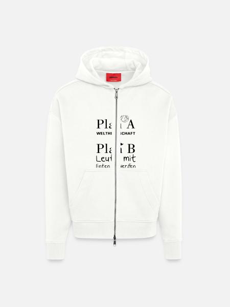 Plan A Weltherrschaft - Zip Hoodie - made by SPREAD - OFF WHITE