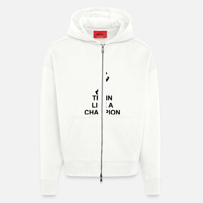 Train like a Champion - Veste à capuche bio épaisse oversize fabriqué en UE - OFF WHITE