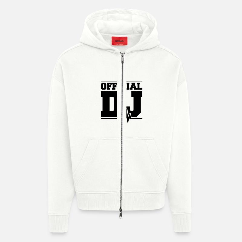 Official DJ Music Pulse - Veste à capuche bio épaisse oversize fabriqué en UE - OFF WHITE