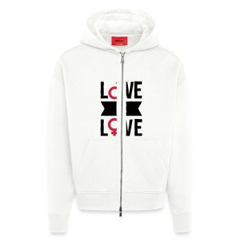 Love - Veste à capuche bio épaisse oversize fabriqué en UE - OFF WHITE - Devant