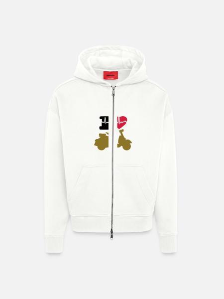 I love moto - Zip Hoodie - made by SPREAD - OFF WHITE