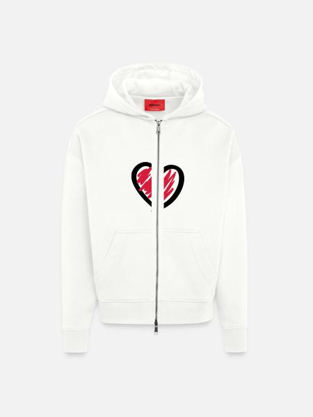 Cool Heart - Zip Hoodie - made by SPREAD - OFF WHITE