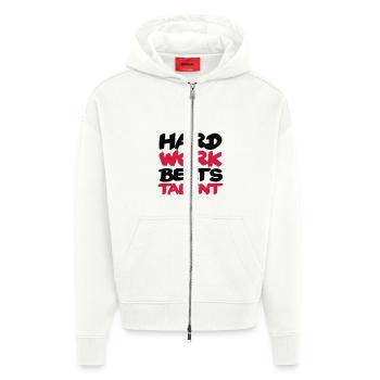 Hard work beats Talent - Zip Hoodie - made by SPREAD - OFF WHITE - Front