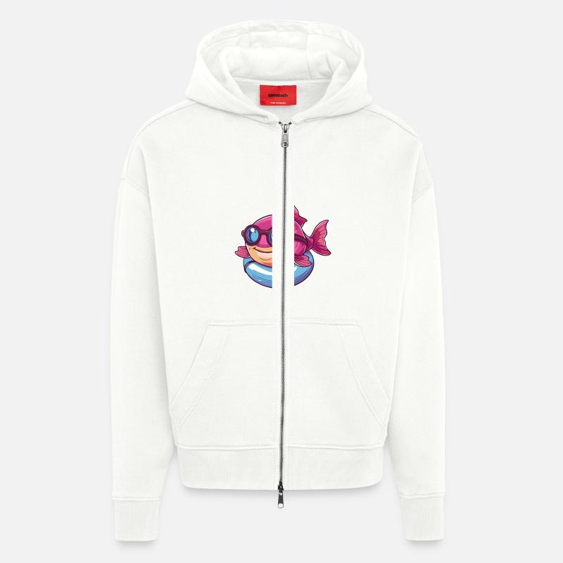 Piranha Fish Comic Cool - Zip Hoodie - made by SPREAD - OFF WHITE