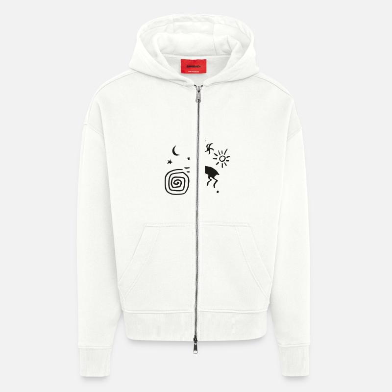 Cavern signes - Veste à capuche bio épaisse oversize fabriqué en UE - OFF WHITE