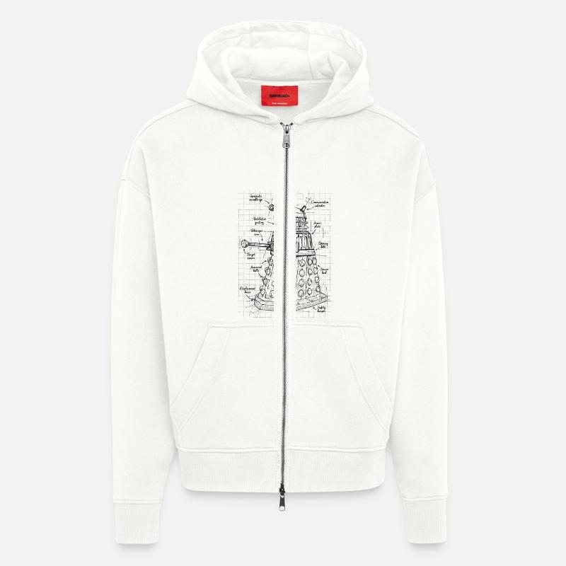 Exterminate project - Veste à capuche bio épaisse oversize fabriqué en UE - OFF WHITE