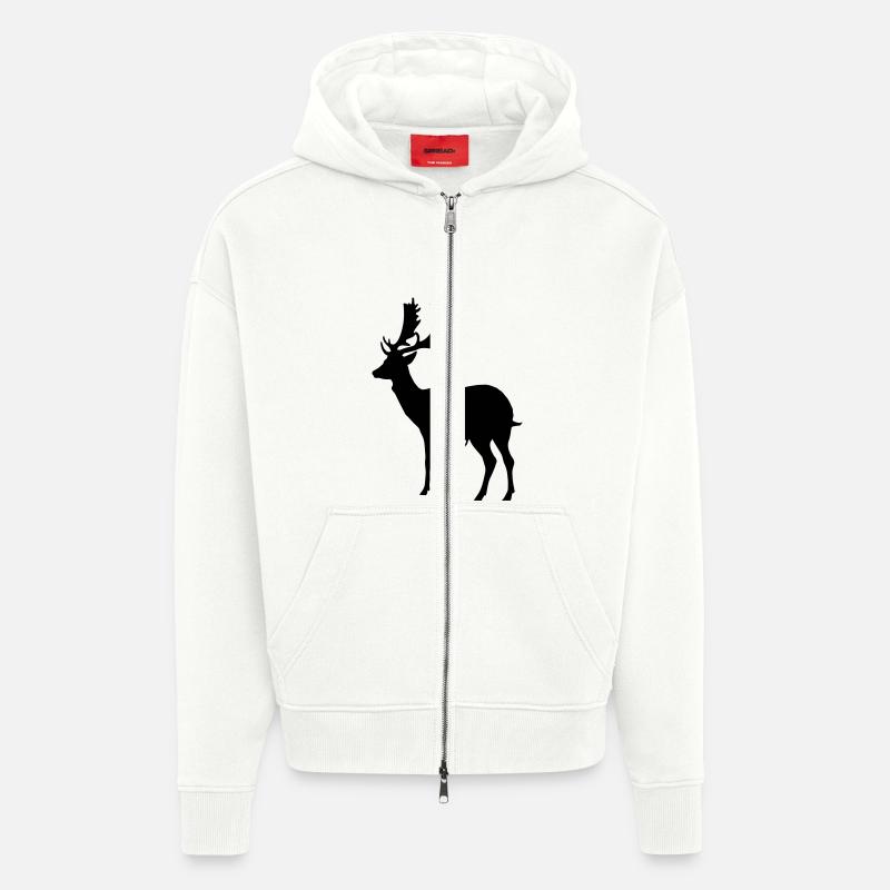 hirsch - geweih - jagd - jäger - Zip Hoodie - made by SPREAD - OFF WHITE