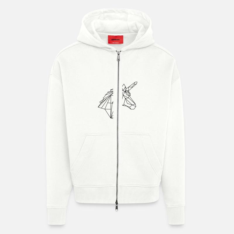 Licorne Graph - Veste à capuche bio épaisse oversize fabriqué en UE - OFF WHITE