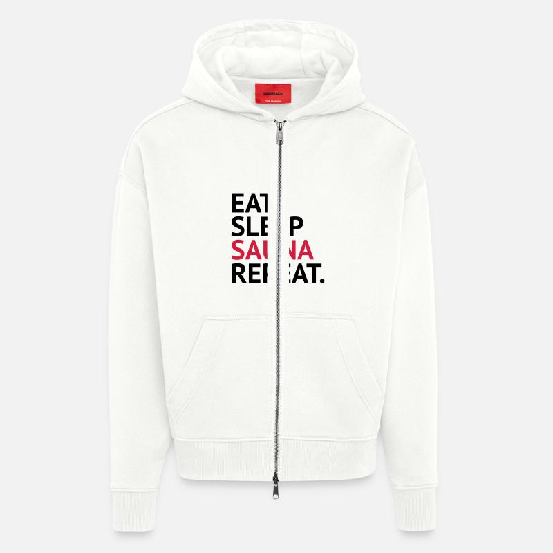 eatsleep sauna repeat - Zip Hoodie - made by SPREAD - OFF WHITE