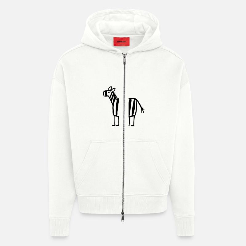 Zebra - Zèbre - Veste à capuche bio épaisse oversize fabriqué en UE - OFF WHITE