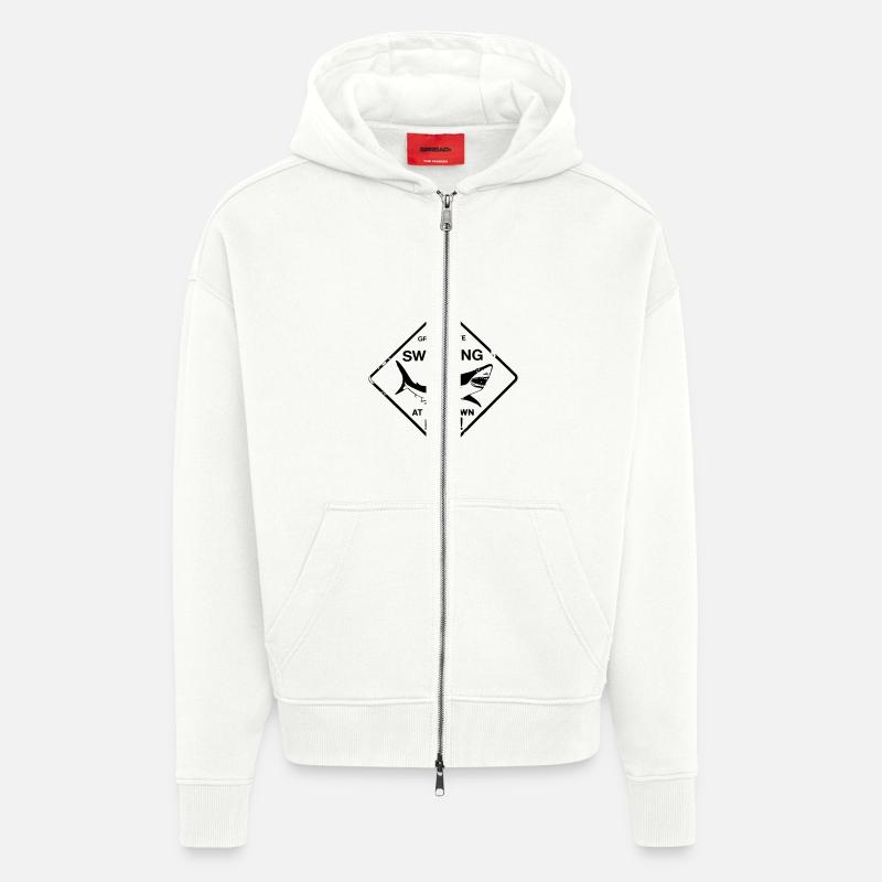 Requin blanc Great White - Veste à capuche bio épaisse oversize fabriqué en UE - OFF WHITE