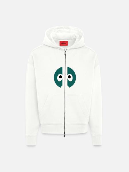 Cartoon Penguin Face - Zip Hoodie - made by SPREAD - OFF WHITE