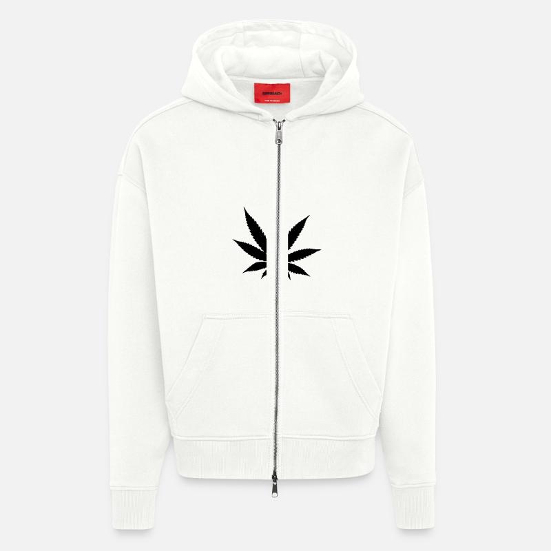 Cannabis - Marihuana - Herbe - Veste à capuche bio épaisse oversize fabriqué en UE - OFF WHITE