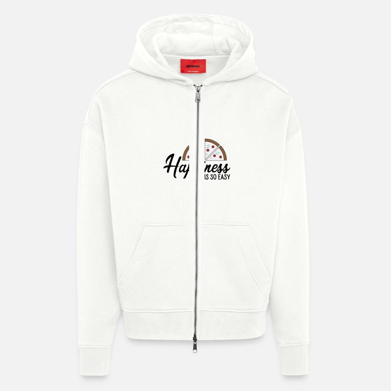 La pizza vous rend heureux - Veste à capuche bio épaisse oversize fabriqué en UE - OFF WHITE