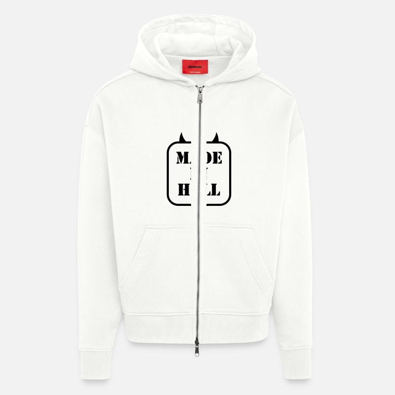 MADE IN HELL - Veste à capuche bio épaisse oversize fabriqué en UE - OFF WHITE