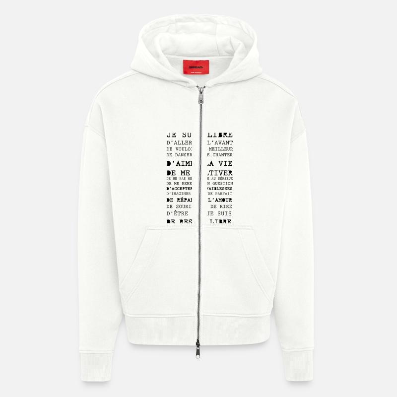 Je suis libre - Veste à capuche bio épaisse oversize fabriqué en UE - OFF WHITE