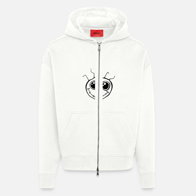 Fantazia Smiley Face - Veste à capuche bio épaisse oversize fabriqué en UE - OFF WHITE